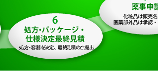 6.処方・パッケージ・仕様決定最終見積　処方、仕様を決定、最終見積のご提出